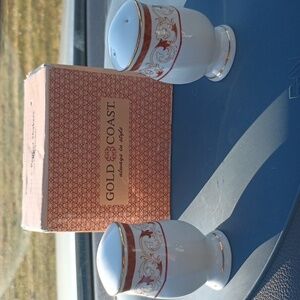 22K Gold Accents Salt & Pepper shakers new never used made n China by Gold Coast